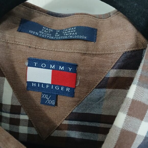 TOMMY HILFIGER LONG SLEEVE BUTTON DOWN PLAID SHIRT, MENS SIZE XXL - Picture 3 of 4